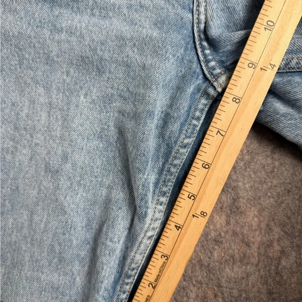 Zara Cut Off Shorts Women 6 Blue Denim Medium Wash Cotton Frayed Hem‎ 5-Pockets - Picture 4 of 6